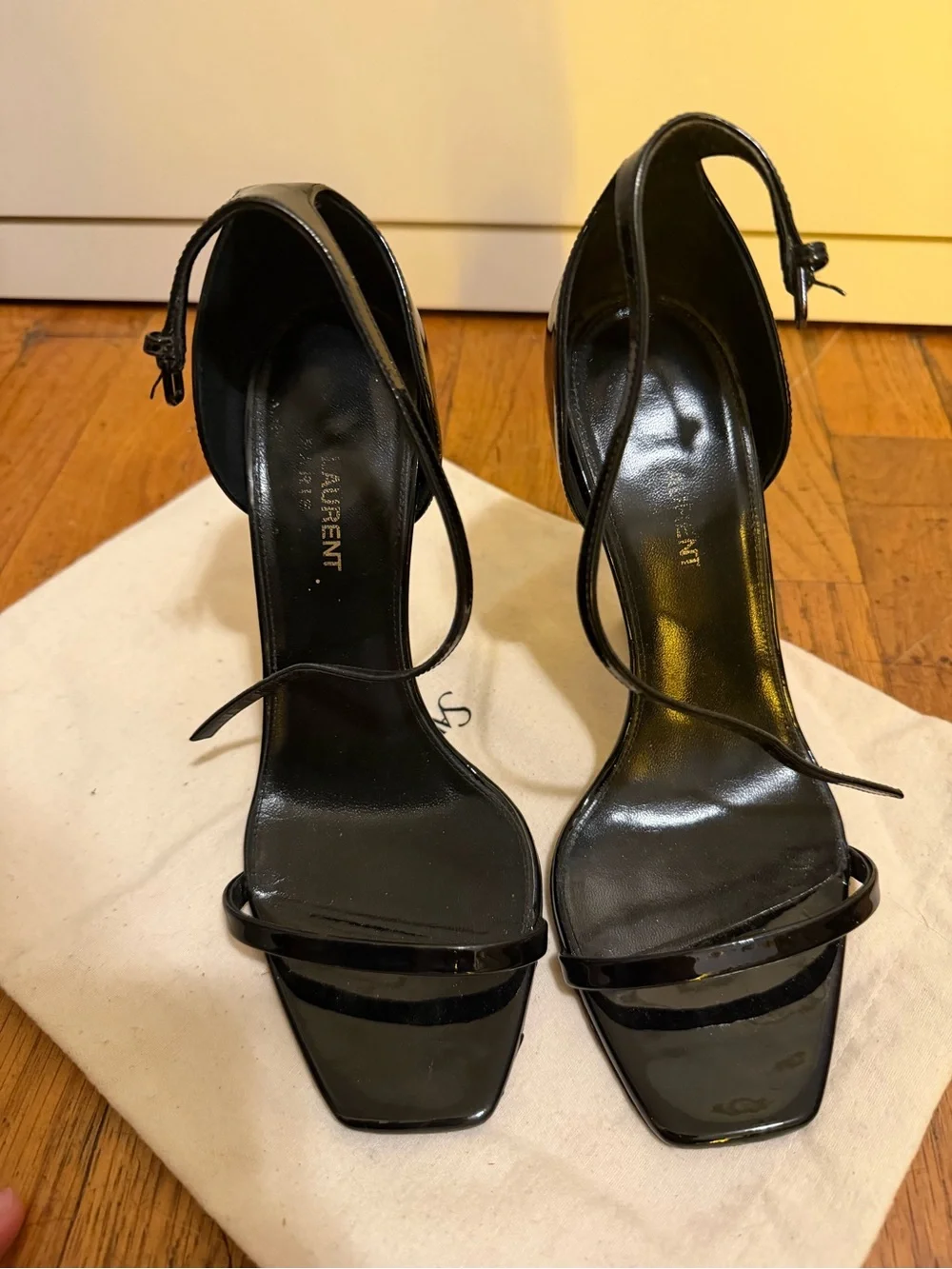 Saint Laurent Black Patent Opyum Heel Sandal size 38/8 - Picture 3 of 8